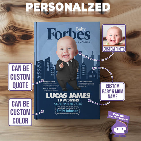 Personalized Baby Forbes Notebook – Custom CEO Baby Photo & Name – Funny Gift for Moms